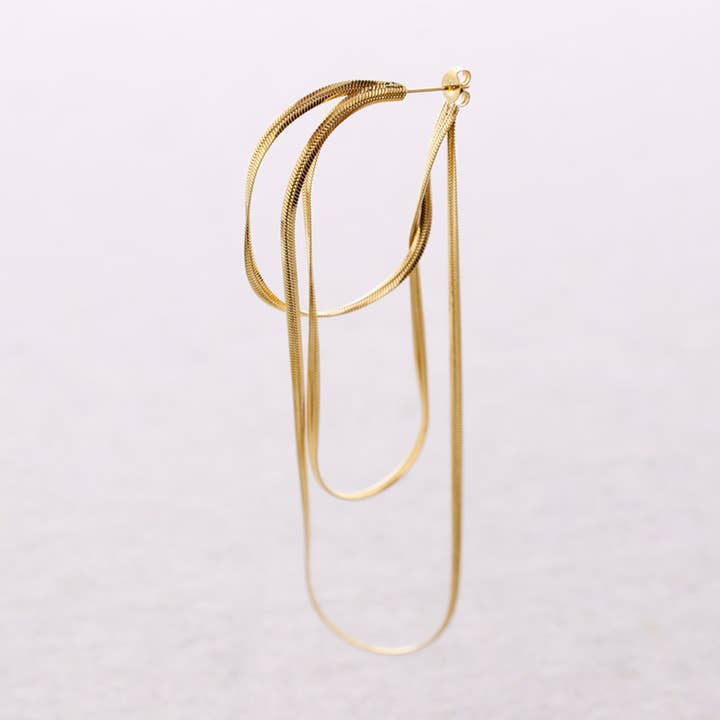 Orecchini Acciaio Forma Cascata Catena Piatta per la vendita all'ingrosso da parte di Sonata