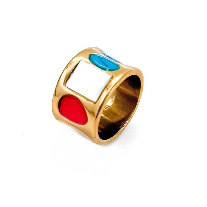 BELJOY - Wholesale Multi-Stone Ring - Roxy Wide Band Stone Ring2