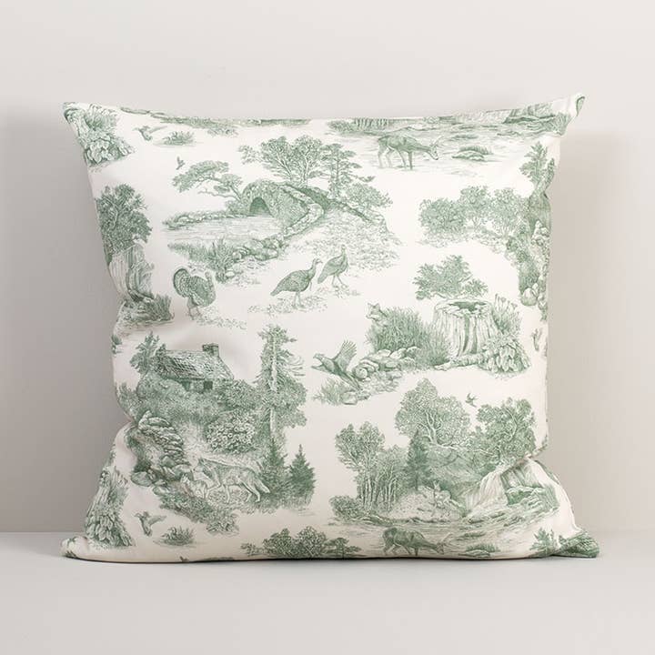 Funda de cojín de algodón Sage Woodland Toile 20x20 para venta al por mayor de Brook Isle