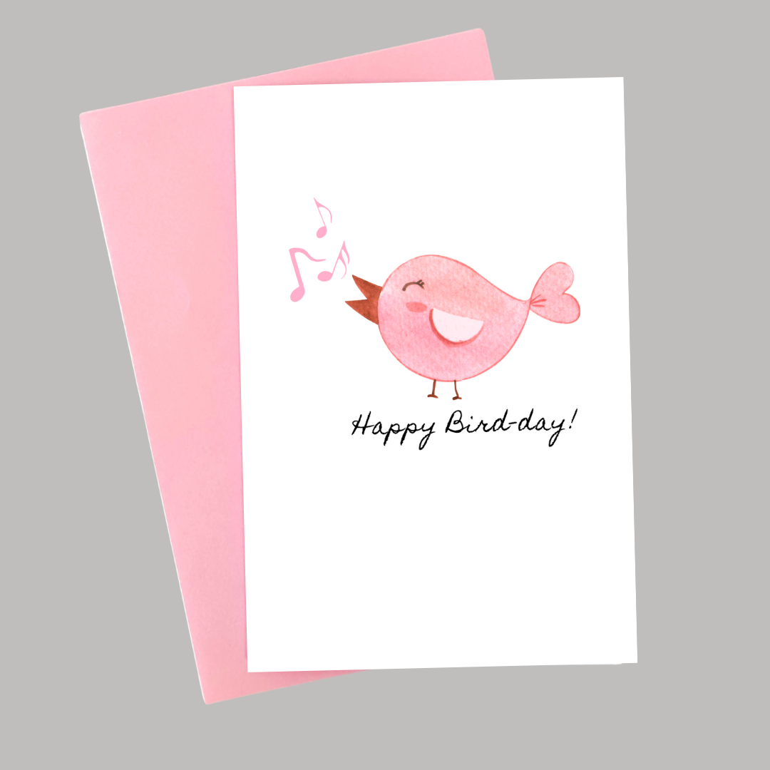 I Hart Pink Cards - Wholesale Birthday Card - Happy Bird-day!0