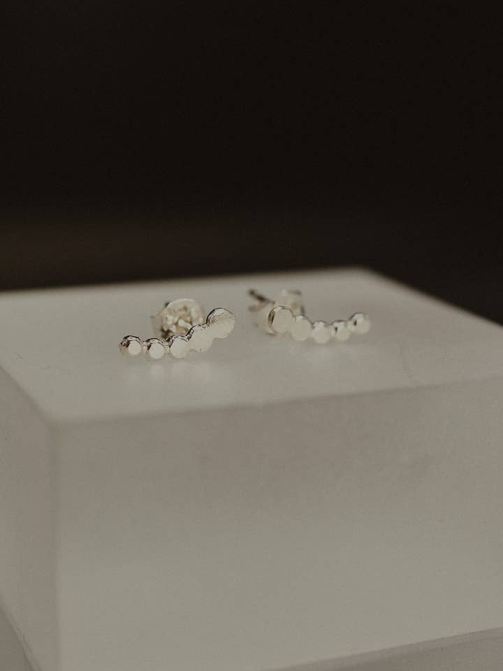 Beaded Ear Climber Earrings, Sterling Silver for wholesale by Hannah Naomi