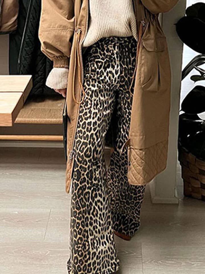 Leopard Print Wide Leg Pants for wholesale on Faire4