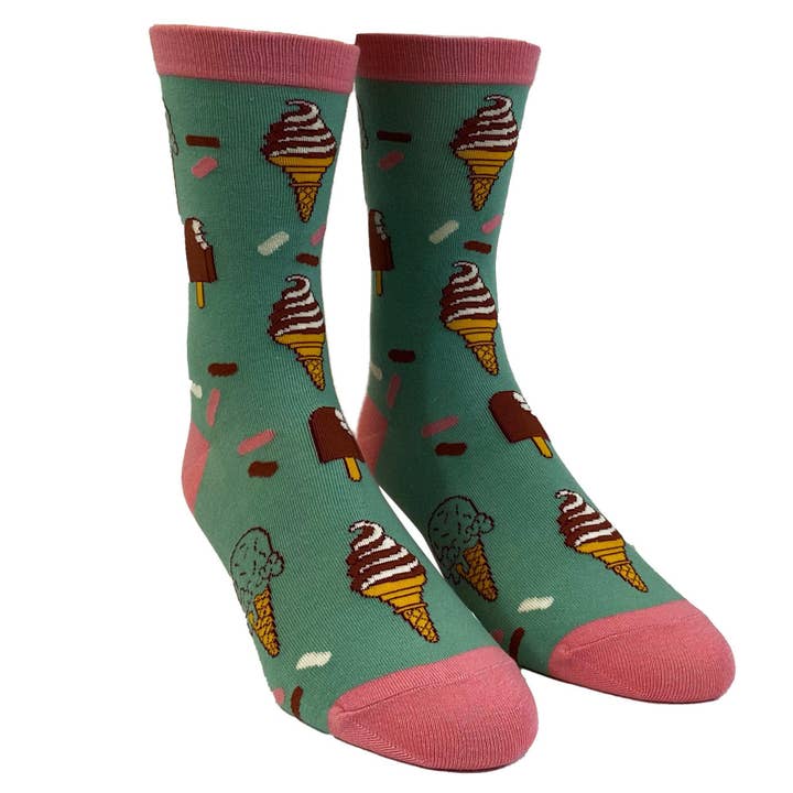 Green Womens Ice Cream Socks Cute Sock for Women Vacation Gift for wholesale on Faire1
