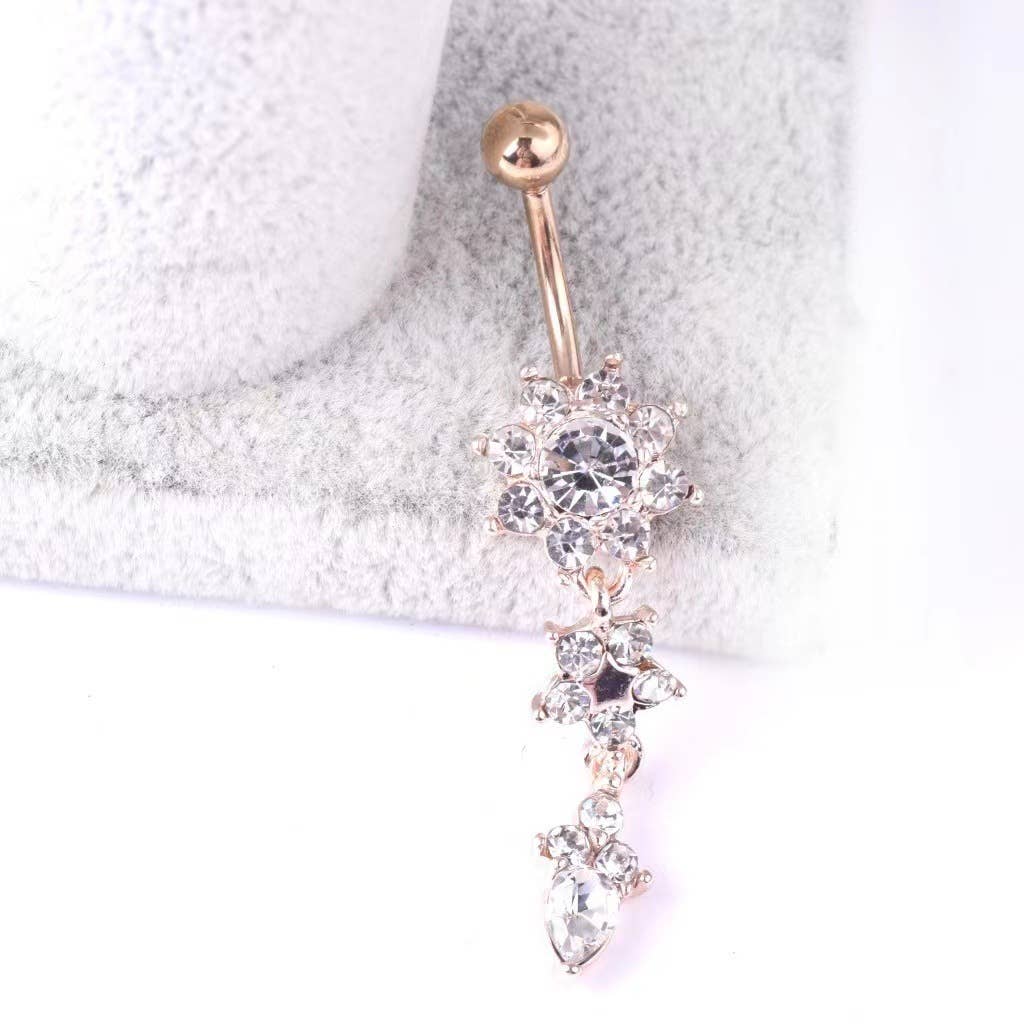 Gemscape UK - Wholesale Belly Ring - Stunning Flower Body Piercing with crystals9