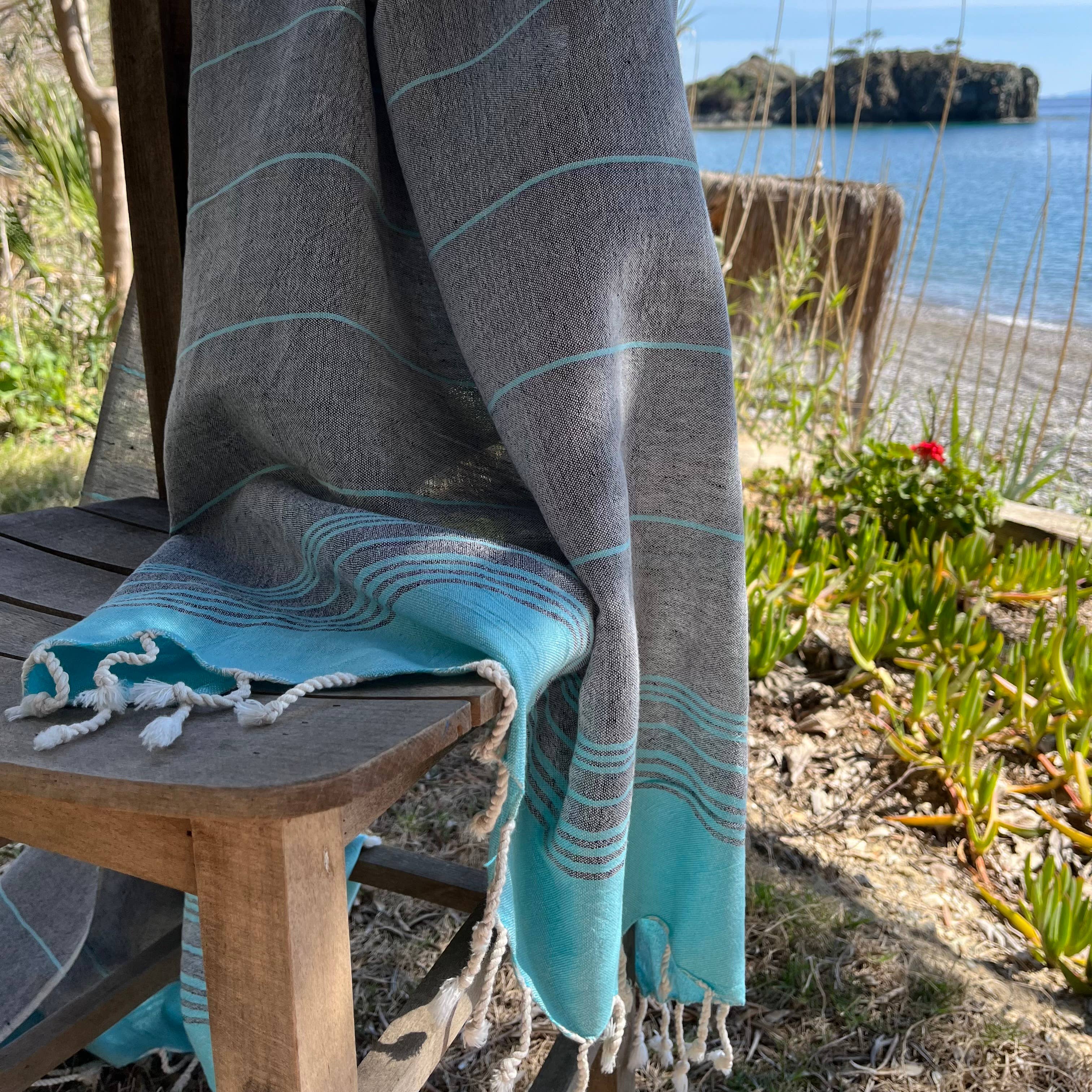 loom.ist – Großhandel Badetuch – Karya Leinen Strandtuch / Türkisches Handtuch1