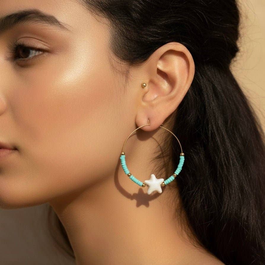 OE! - Wholesale Hoop Earrings - SEA BREEZE - cerchi con stelle marine in ceramica vietrese2