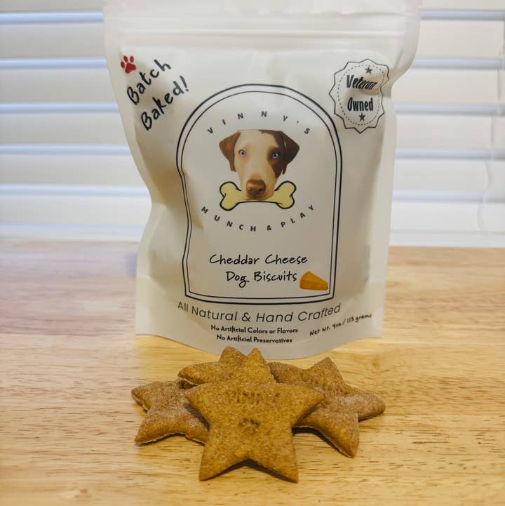 Cheddar Cheese Dog Biscuit for wholesale by Vinny's Munch & Play