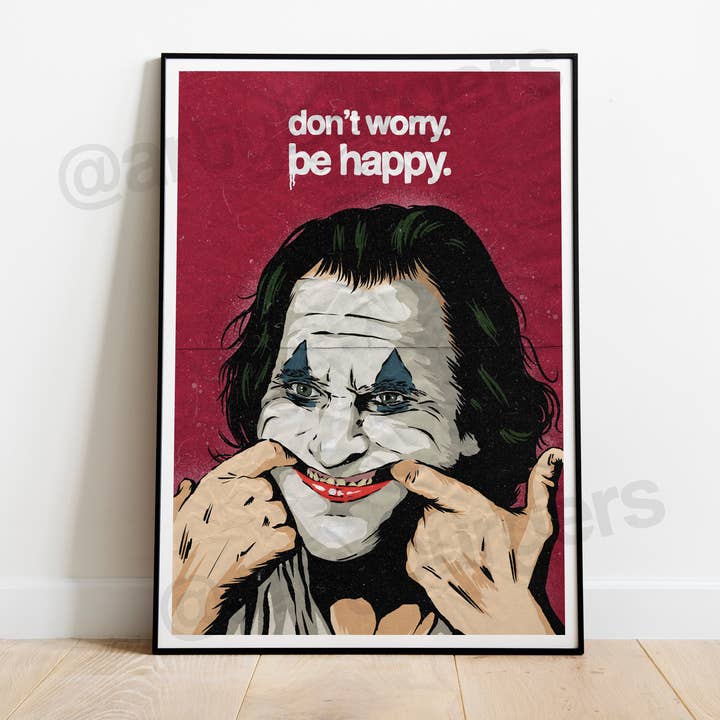 Lámina artística de la película musical Don'T Worry Be Happy X Joker para venta al por mayor de ArtyBurgers