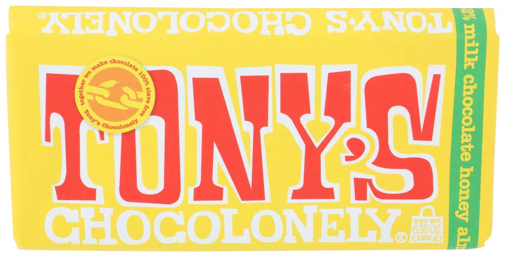 KeHE Distributors, LLC - Wholesale Chocolate Bar - Tony's Chocolonely Bar Chocolate Milk Honey Almond 6.35 oz0