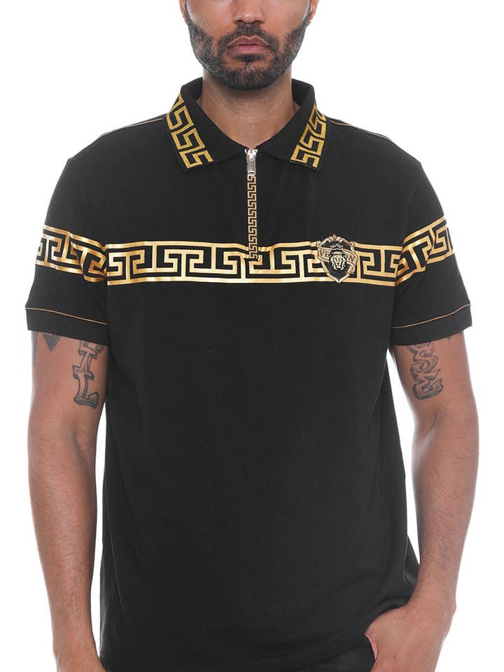 Version Couture Print Polo Knap-Ned Skjorte BP010 for engroshandel hos WEIV