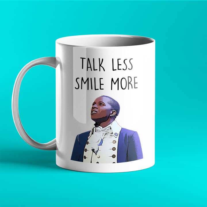 Hamilton The Musical Gift Mug – Burr, 'Talk Less, Smile More for wholesale by Prickly Cards