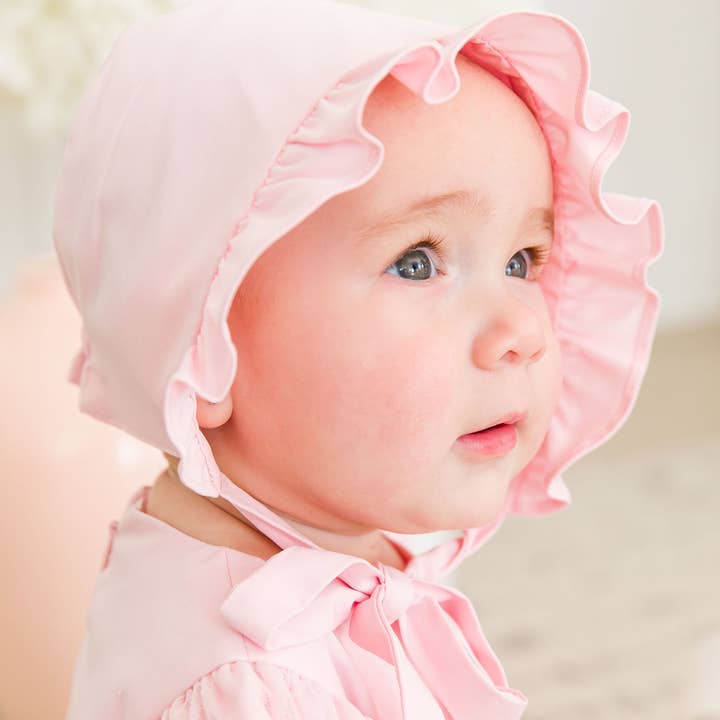 Baby Girls Baby Pink Bonnet for wholesale on Faire