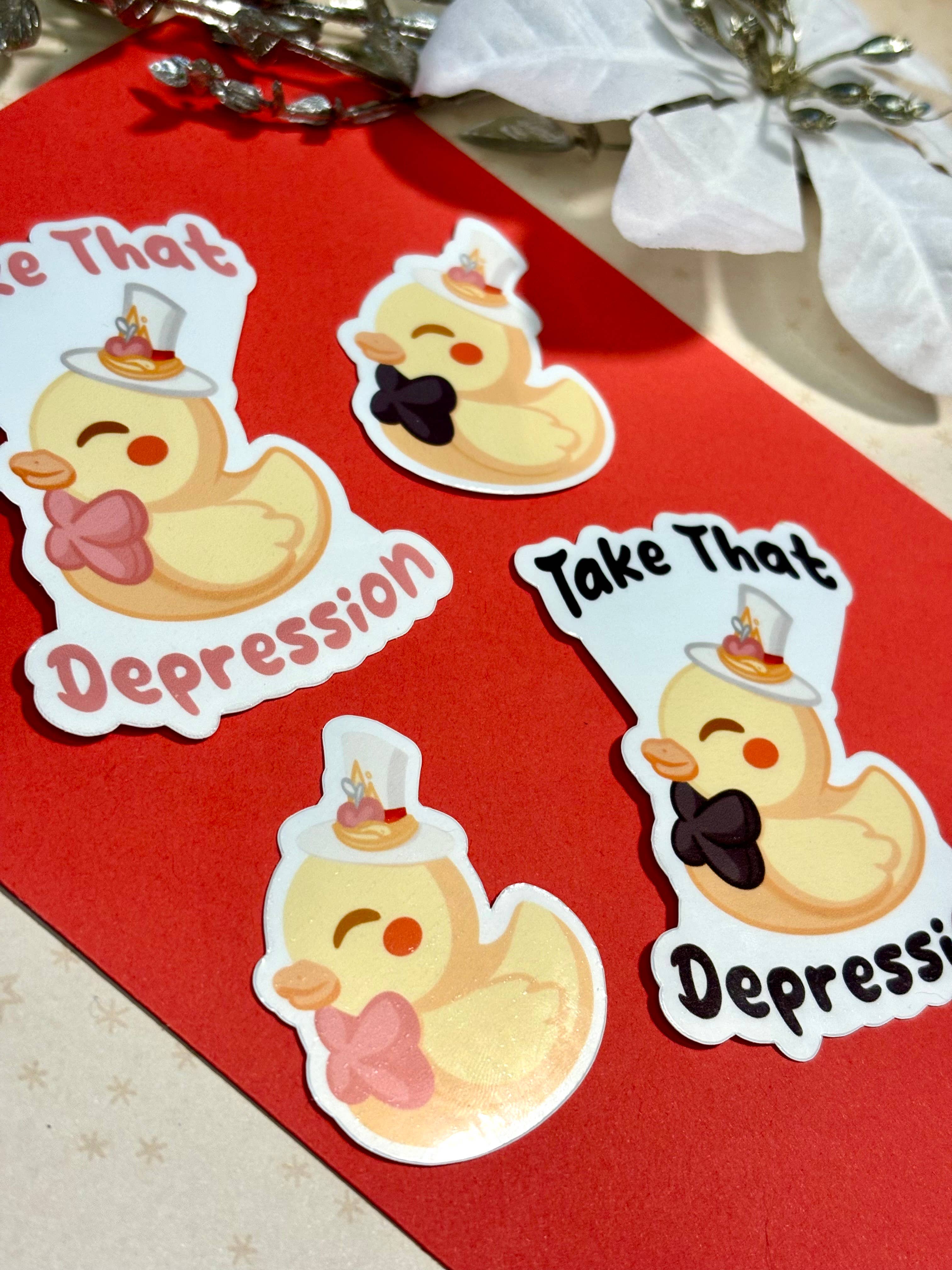 Winterra LLC – wholesale Klistermärke – Take That Depression Duck vinylklistermärken | Hazbin Hotel 2