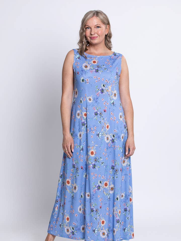 Robe longue Patricia, Peri Daisy, Lin Bambou pour la vente par Blue Sky Clothing Co LLC