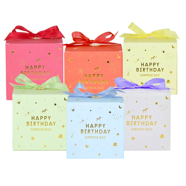 Happy Birthday in a Surprise Box - Assorted Colors for wholesale by TOPS Malibu
