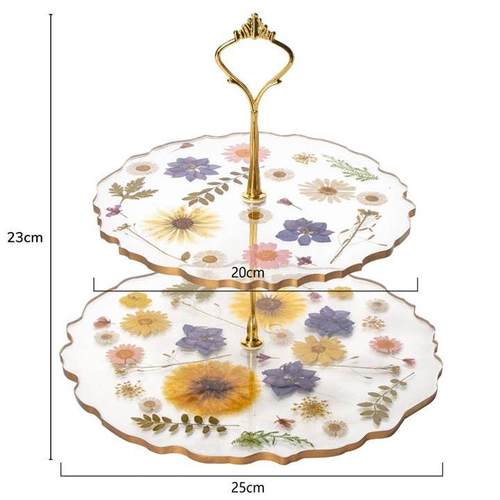 The Wine Savant / Khen Glassware - Wholesale Cake Stand - Floral Cupcake & Cake Dessert Stand, Resin Flower Tower 5