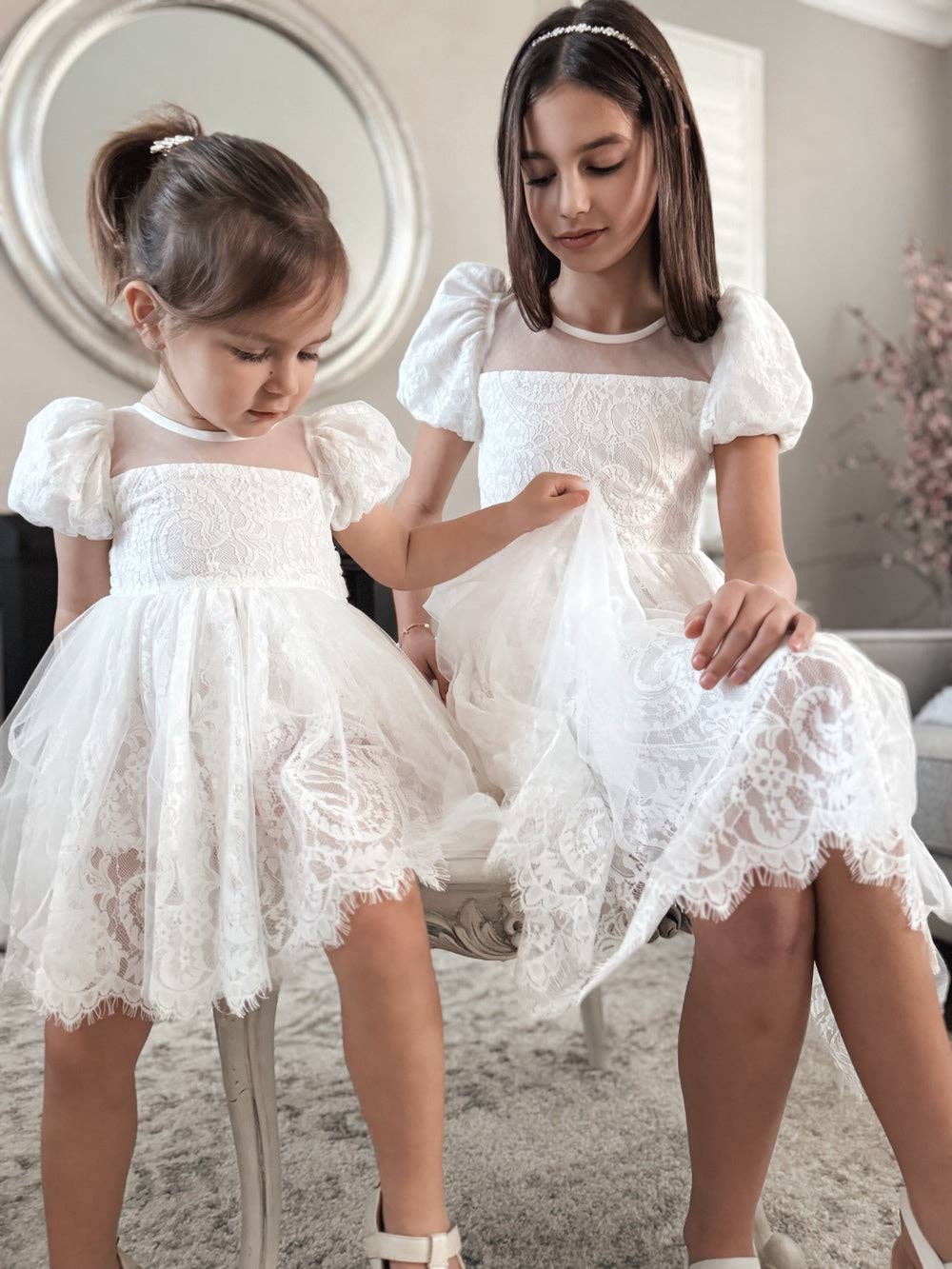 A Little Lacey – wholesale Dress – Kids – Genevieve Girls White Lace Dress2