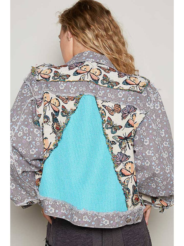 Pol Clothing - Wholesale Denim Jacket - Women's - Vintage wahsed semi cropped denim jacket
