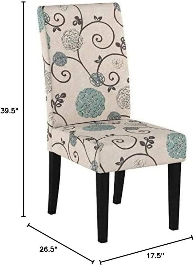Set of 2 Pertica Fabric Dining Chairs, White and Blue Floral for wholesale on Faire10