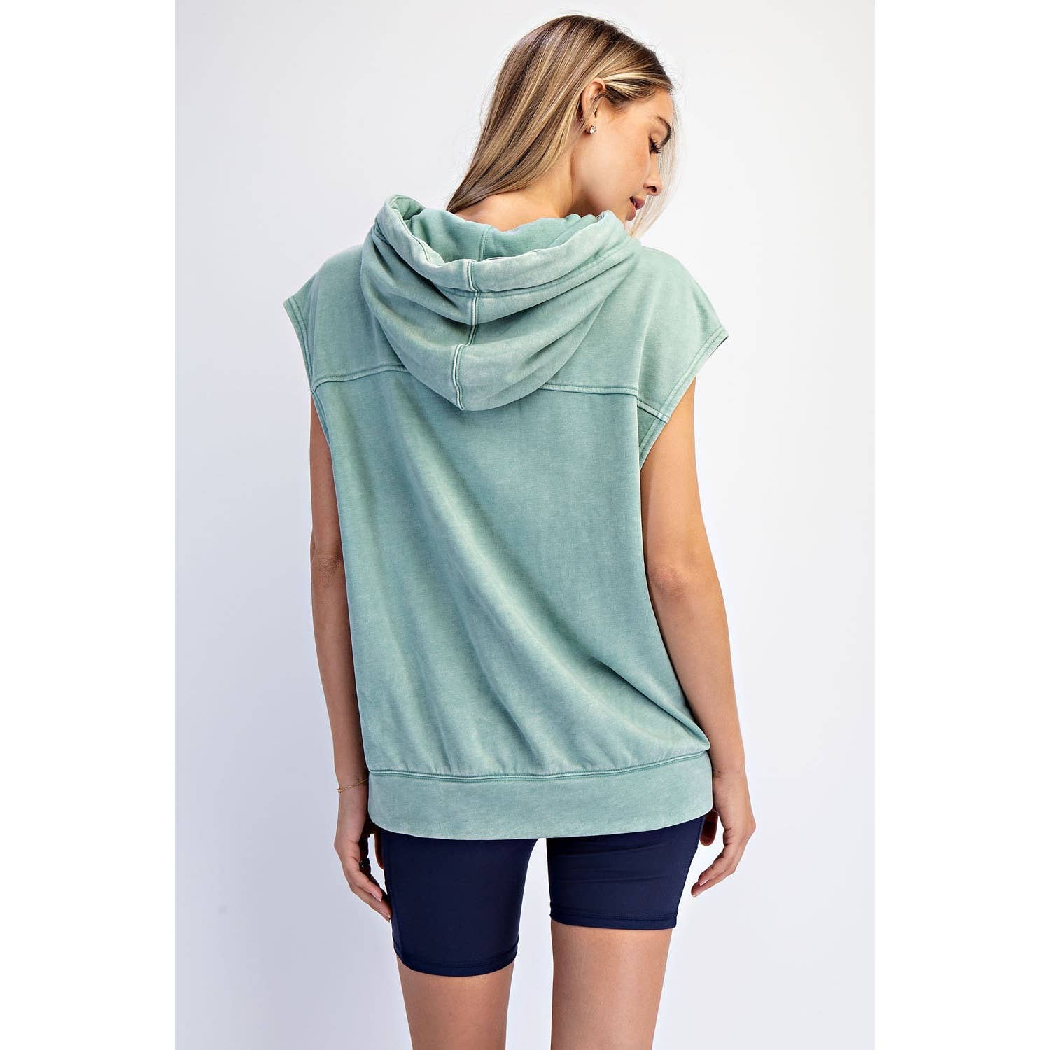 Rae Mode - Wholesale Hoodie - Women's - MINERAL WASHED TERRY SLEEVELESS HOODIE SWEATSHIRT5