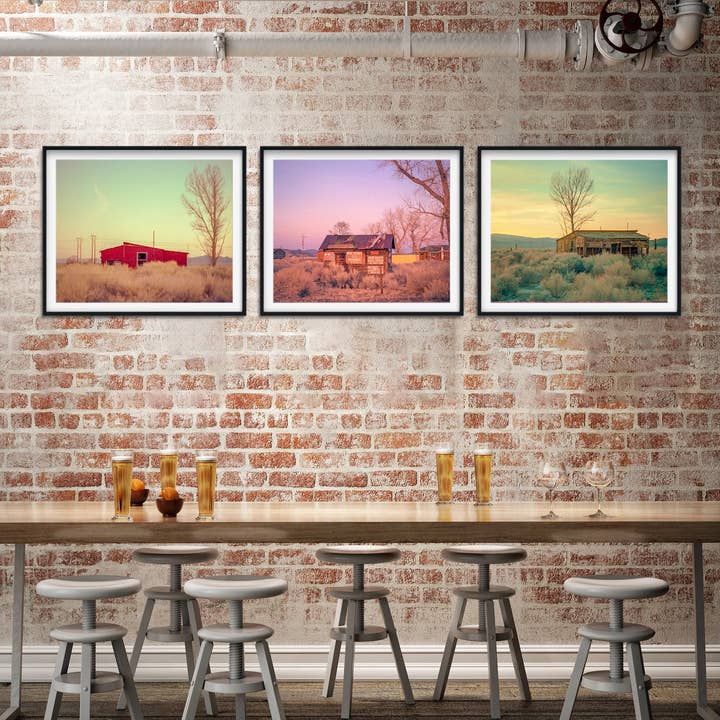 Pop Art Ghost Town Print Set, Fotografia do Arizona, Colecção de 3 Prints por atacado de lostkatphoto