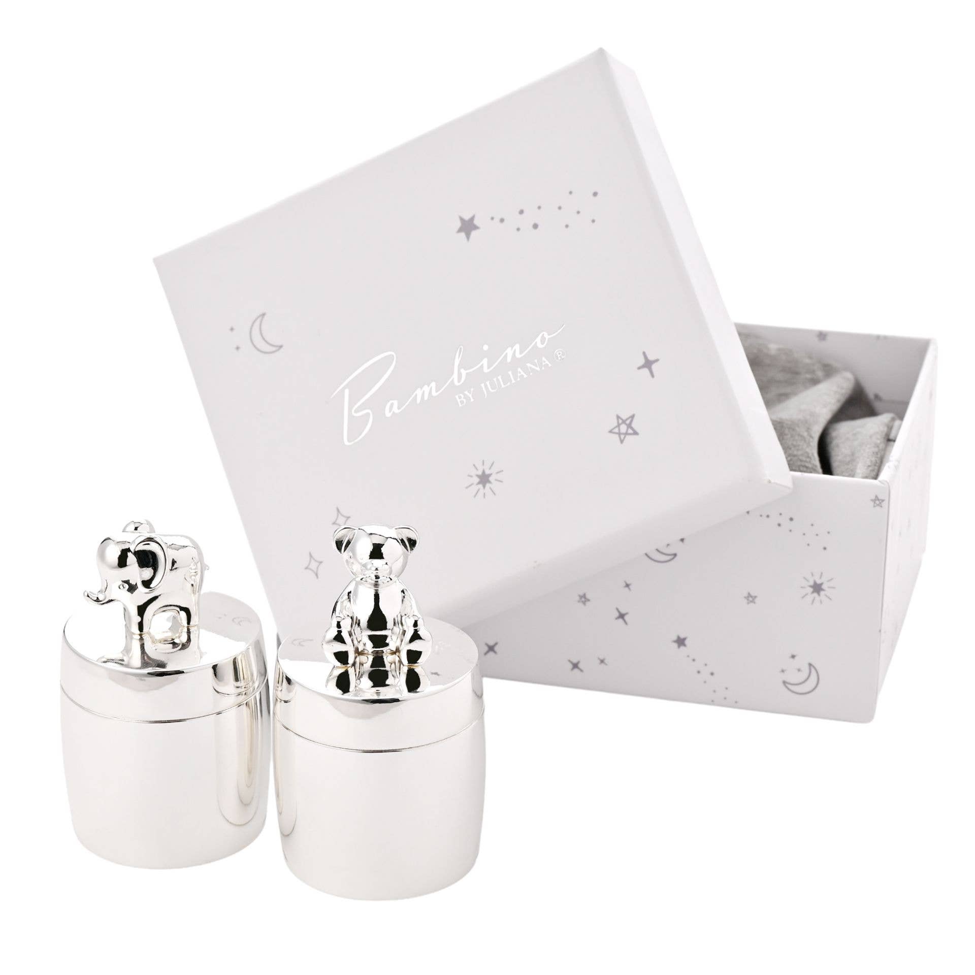 WIDDOP and Co. – wholesale Tandhållare - Barn – Bambino Silverpläterade elefant- och nalletand- och lockboxar0