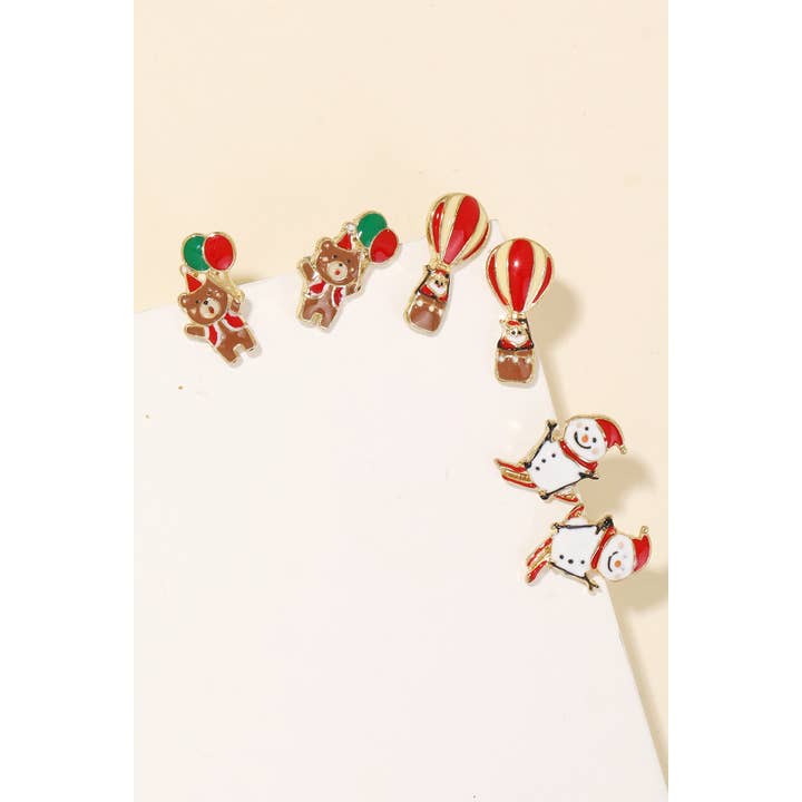 GDMLT Assorted Painted Christmas Stud Earrings Set for wholesale on Faire