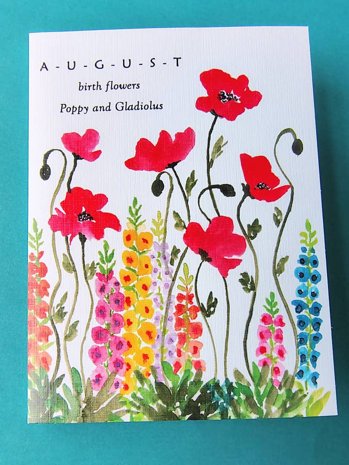 HBD August birth flowers| Happy Birthday Greeting Card for wholesale by Artcolorworks