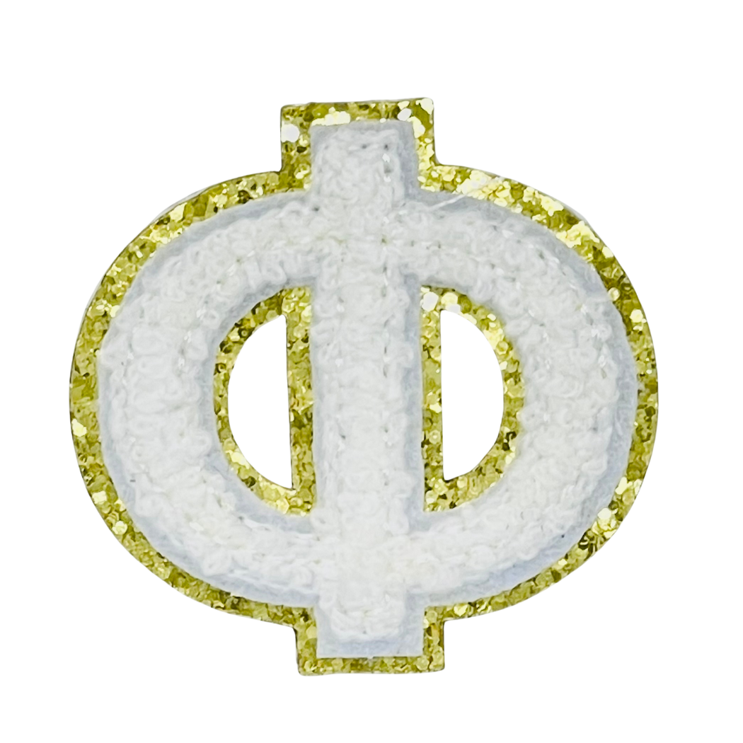 Sarahndipity Shop - Vente Écusson - Écusson autocollant en forme de lettre grecque en chenille/sequins3