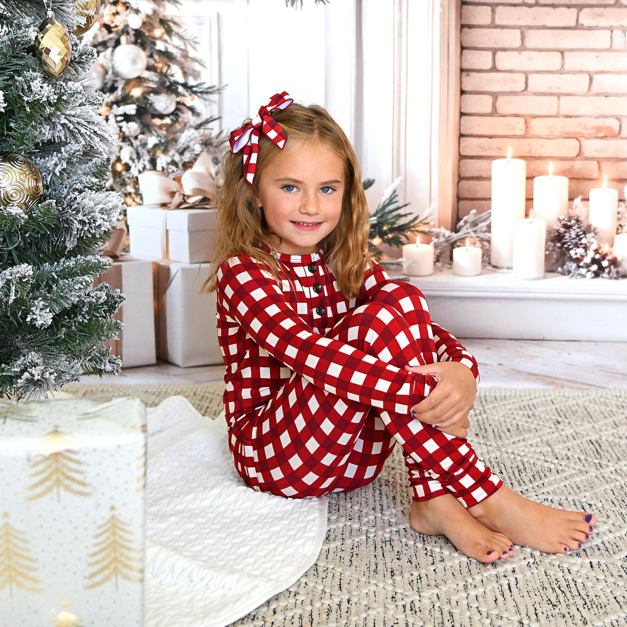 Gigi and Max – Großhandel Schlafanzug-Set – Kinder – Emery Kariertes ZWEITEILIGES Passendes Weihnachts-Pyjama-Set für Kleinkinder7