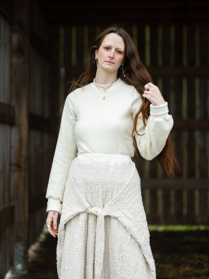 Herderin - Wholesale Skirt - Women's - Meisje Maxi A-line Tie Skirt in Organic Handwoven Cotton