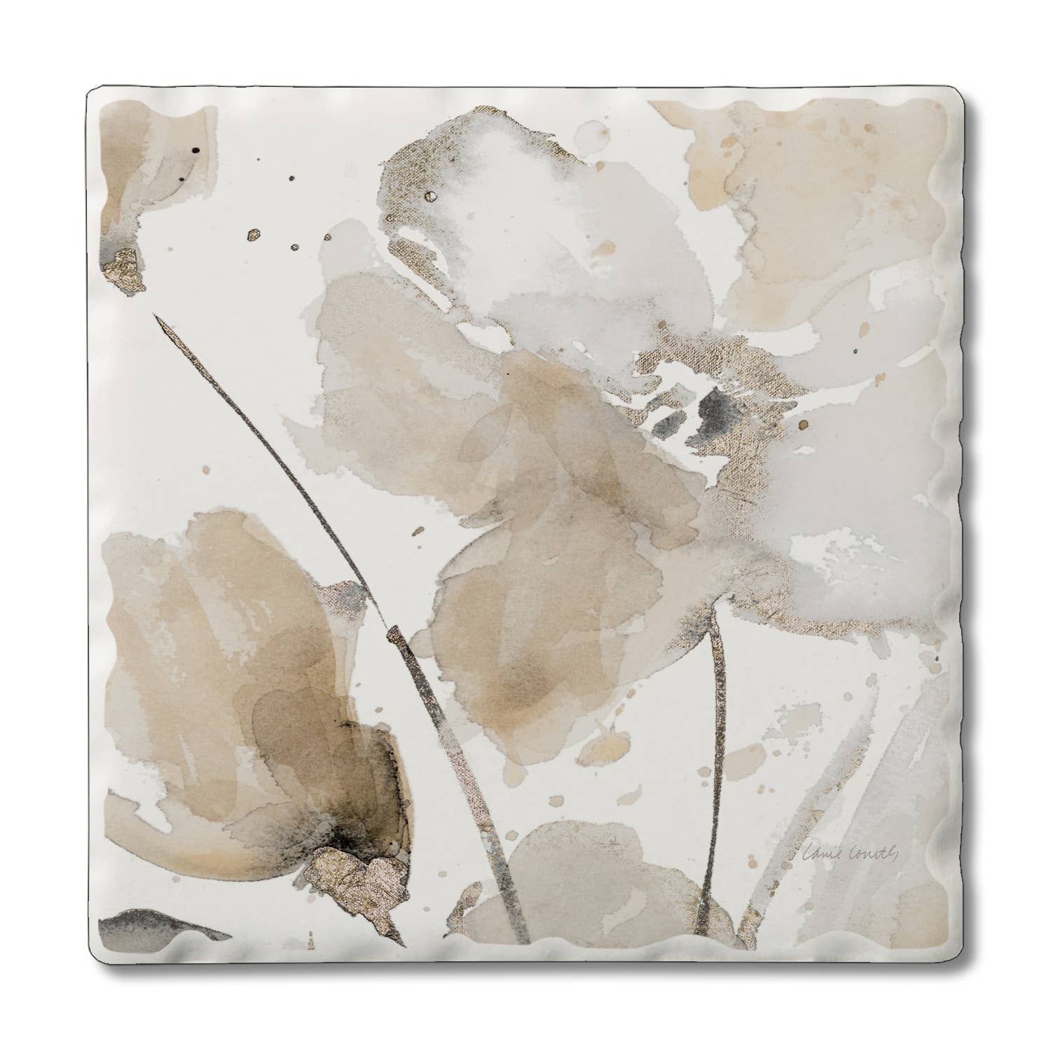 CounterArt/Highland Home/Thirstystone - Wholesale Coasters - Abstract Floral II Single Absorbent Stone Tumbled Tile Coast0