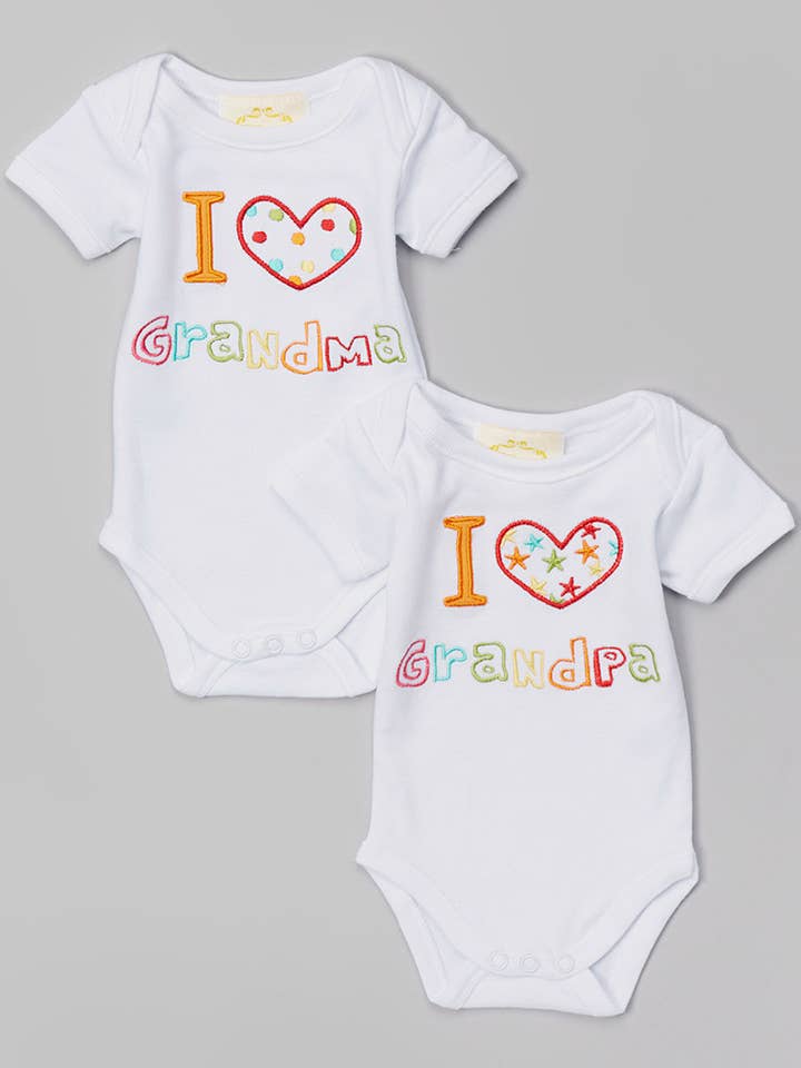 Ensemble de body blanc « I Love Grandma & Grandma » - Bébé pour la vente par Jolene Canada