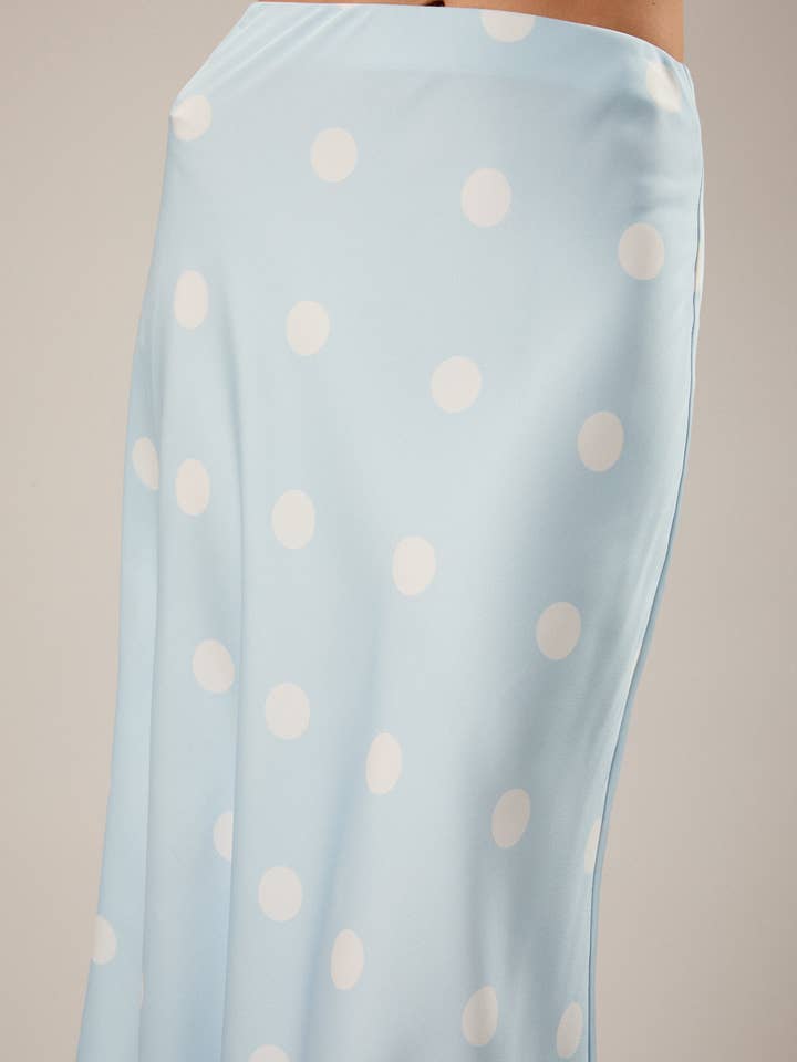 Sunday Edition by LE LIS - Wholesale Skirt - Women's - SATIN MIDI SKIRT WITH ELASTIC WAIST IN POLKA DOT10