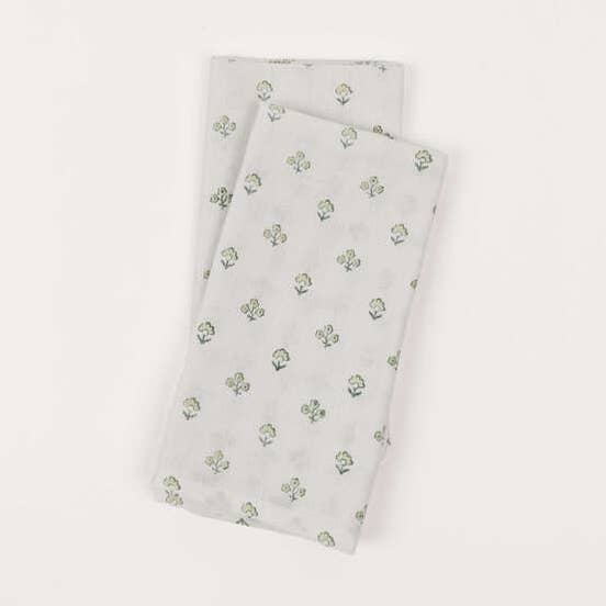BLOCK PRINTED TABLE NAPKINS SPRING BLOOM BUTI GREEN for wholesale by Craft Boat