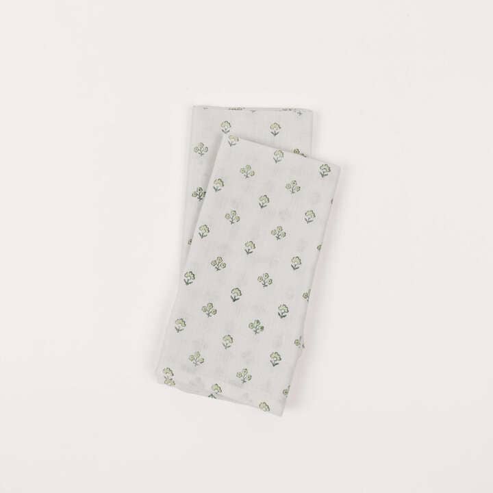Craft Boat - Wholesale Dinner & Cloth Napkin - BLOCK PRINTED TABLE NAPKINS SPRING BLOOM BUTI GREEN