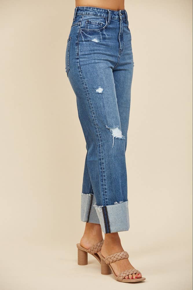 LT DENIM STRAIGHT LEG BOYFRIEND FIT CUFFED JEANS -DENIM 2321PID for wholesale on Faire3