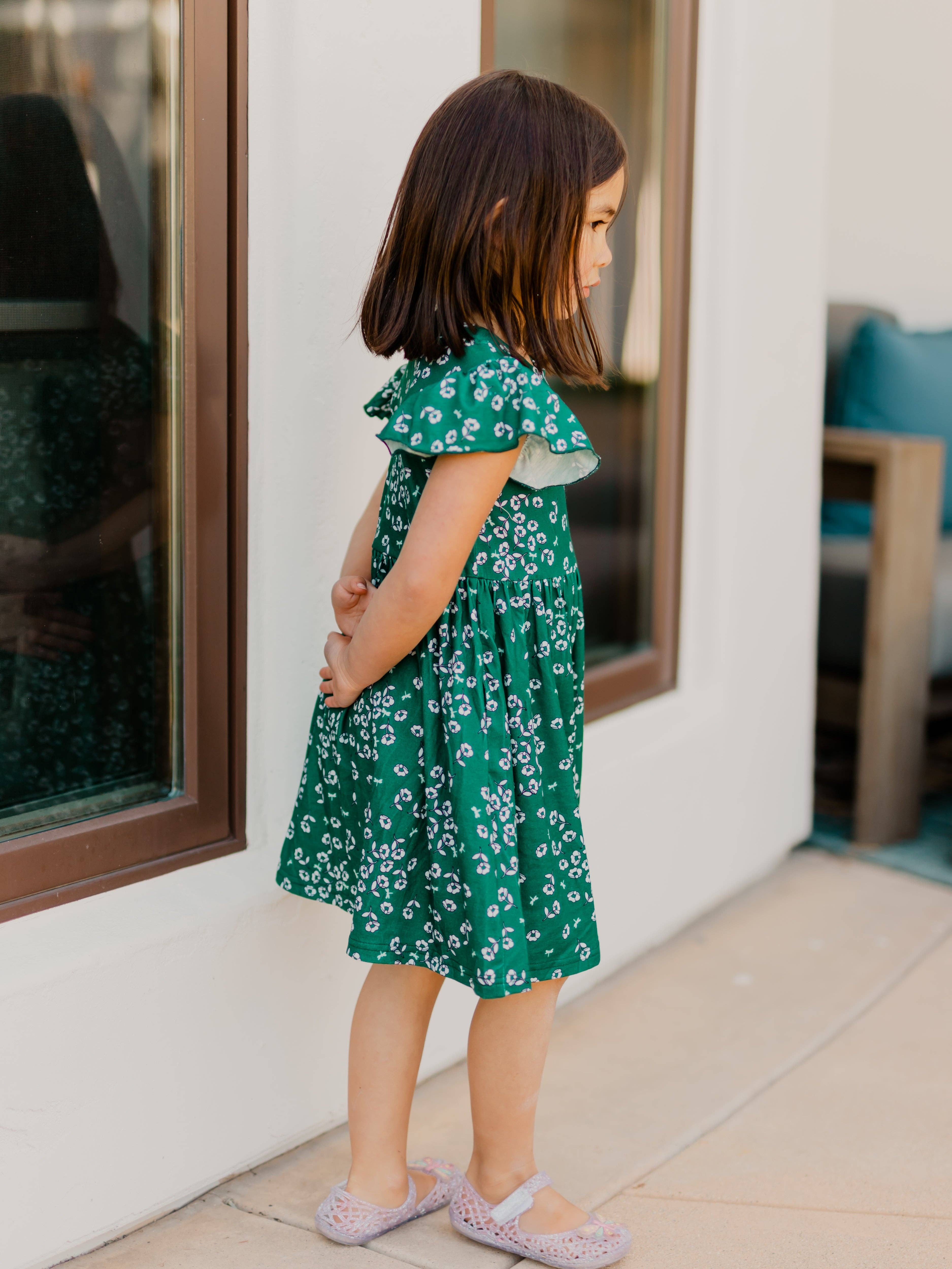 Tickled Teal - Wholesale Dress - Kids - Ruffle Sleeve Little Girls Dress9