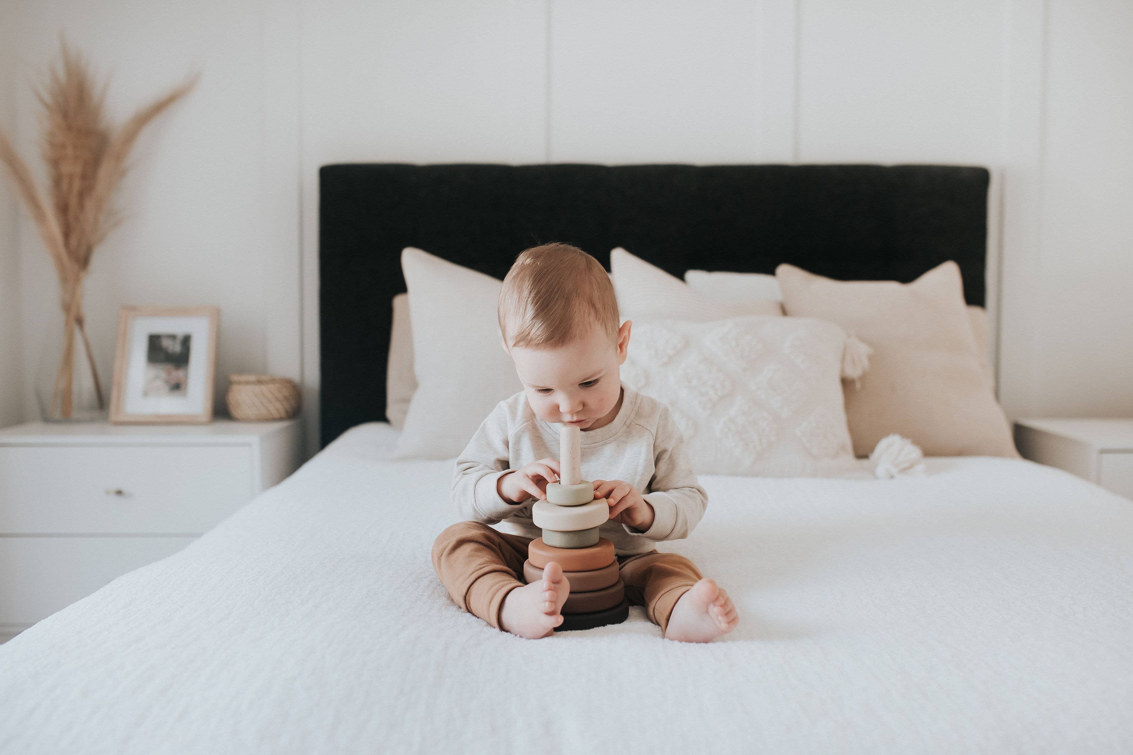 SABO concept - Wholesale Stacking Rings Game - Baby - Wooden Ring Stacker Toy Stacking Toy Baby Gift Olive Rings2