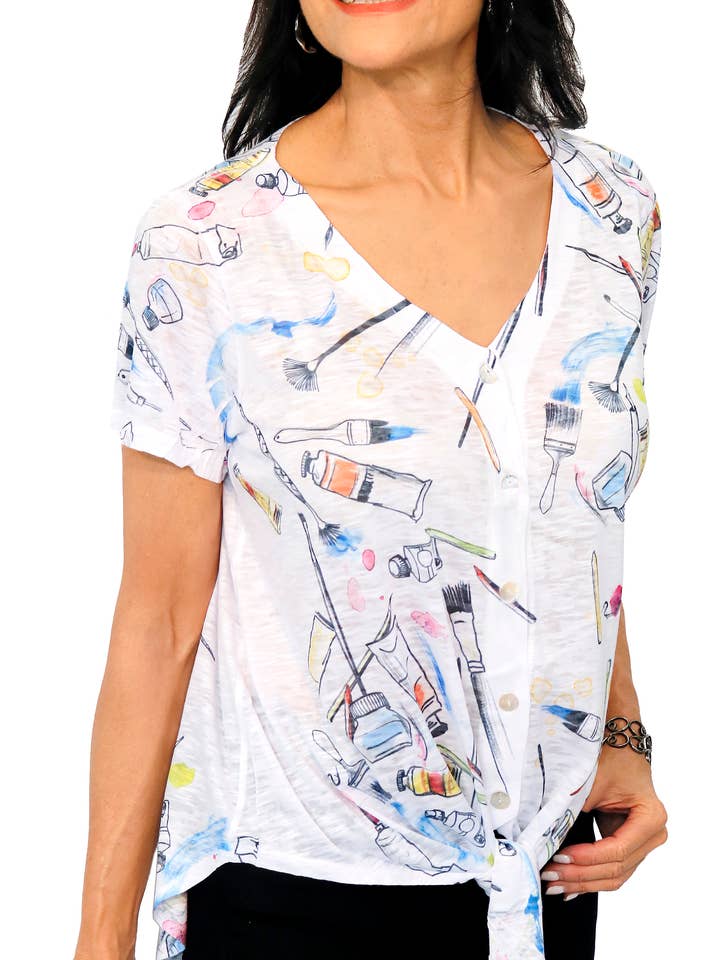 294P807 Manches courtes avec détail nœud à l'avant pour la vente par Impulse California