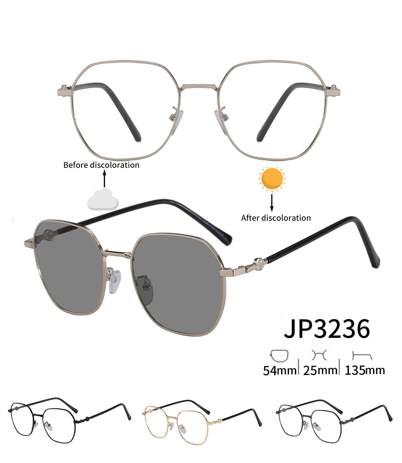 Prime Opticals - Wholesale Sunglasses - Unisex - JP3236, Round Modern Style Transition Sunglasses0