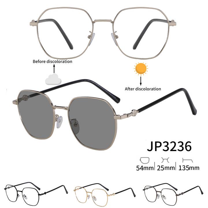 Prime Opticals – Großhandel Sonnenbrille – Unisex – JP3236, Runde Sonnenbrille im modernen Stil mit Übergangseffekt0