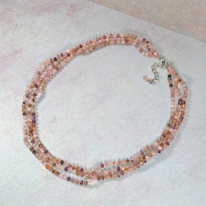 IST Jewelry - Wholesale Beaded/pearl necklace - Super 7 Rock Quartz Crystal Triple Strand Short Necklace1