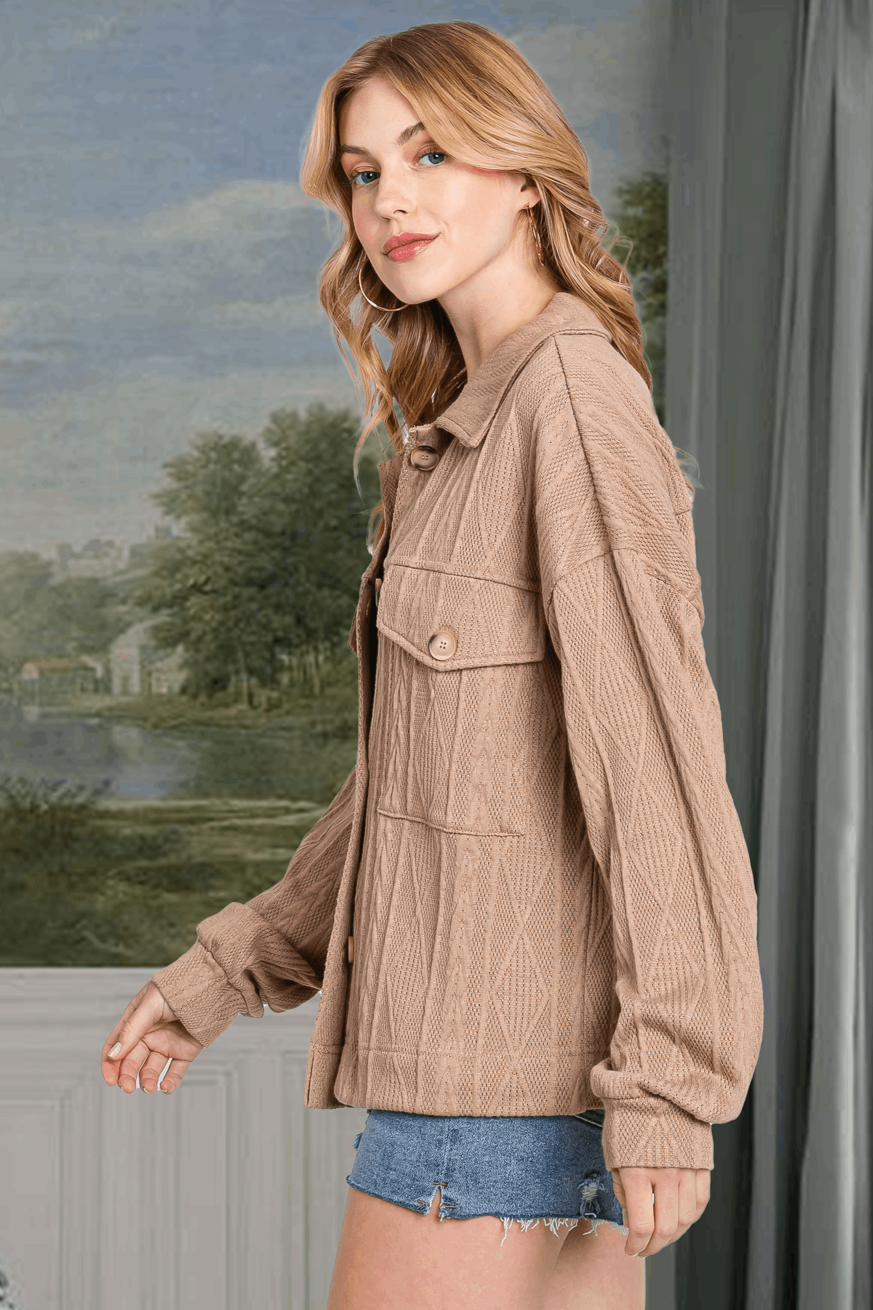 ELLEBORN – Großhandel Hemdjacke/Shacket – Damen – Strukturierte, entspannte Jacke-3393T8