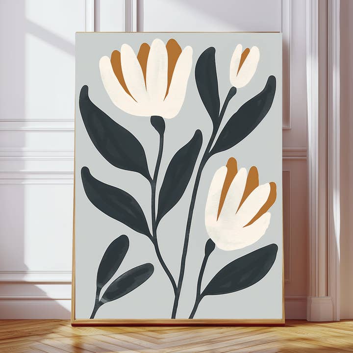 White Flowers Art Print for wholesale by Kumo Art Prints