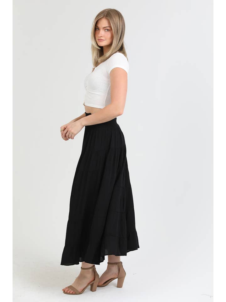 ANGIE - Wholesale Skirt - Women's - 26P57-ASIS TIERED A LINE MAXI SKIRT14
