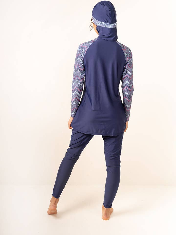 Navy Geometric Print Plus Size Burkini/HY2469 for wholesale on Faire2