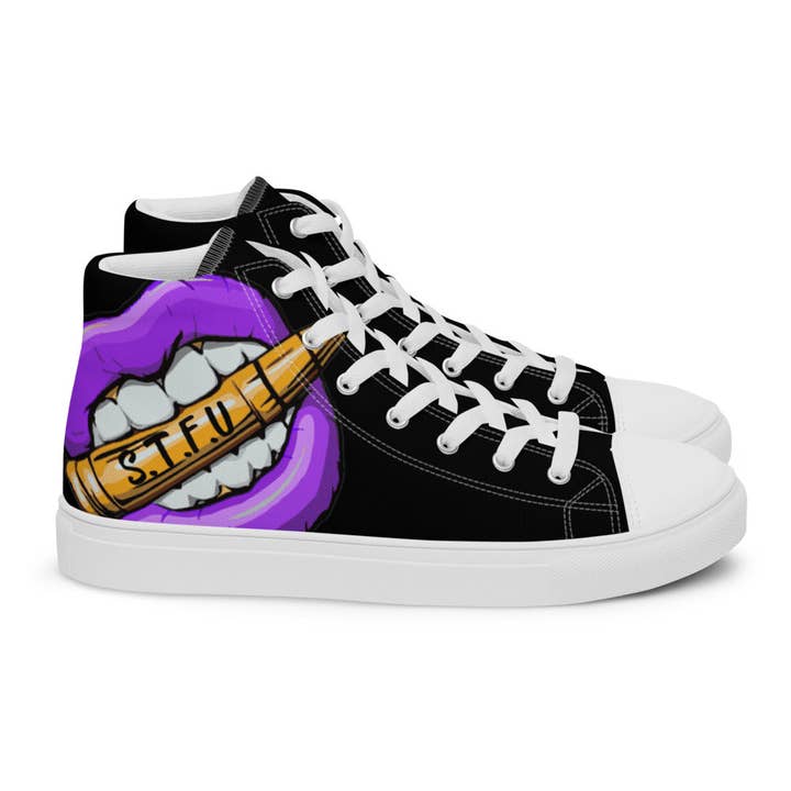 STFU Electric Purple Logo hoge canvasschoenen voor heren voor wholesale door STFU