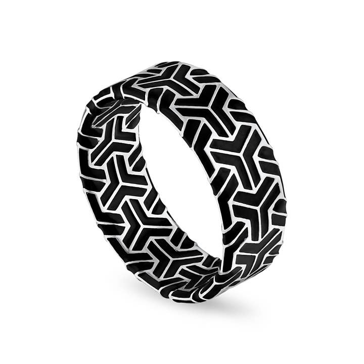 Bague Champlevé à motif isométrique pour la vente par FILS UNIQUE