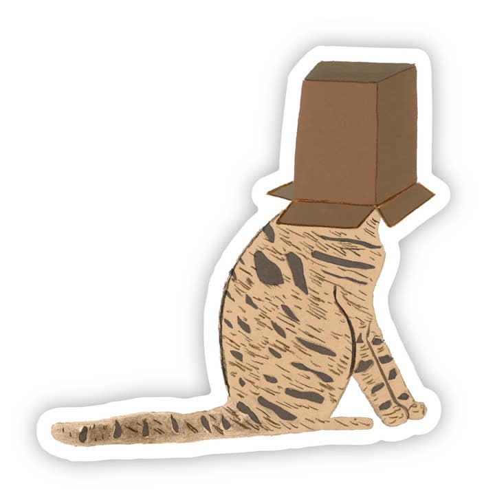 Autocollant « Cat-in-a-Box » pour la vente par Mostly Cloudy Paper Co.